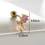 Pink / 1 Piece Simple Series Classic Flower Titanium Steel  Gold Color Zircon Women's Stud Earrings Picture3